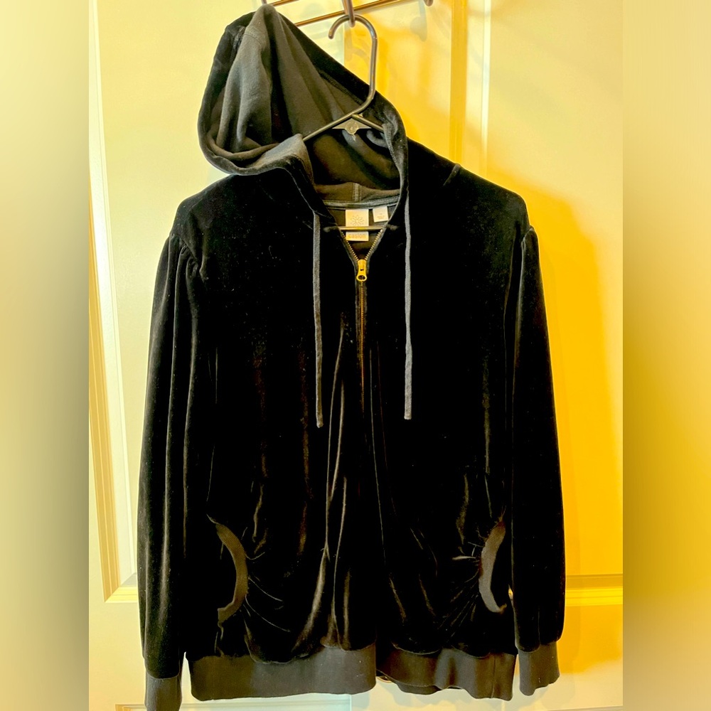 Black velour zip up sweater